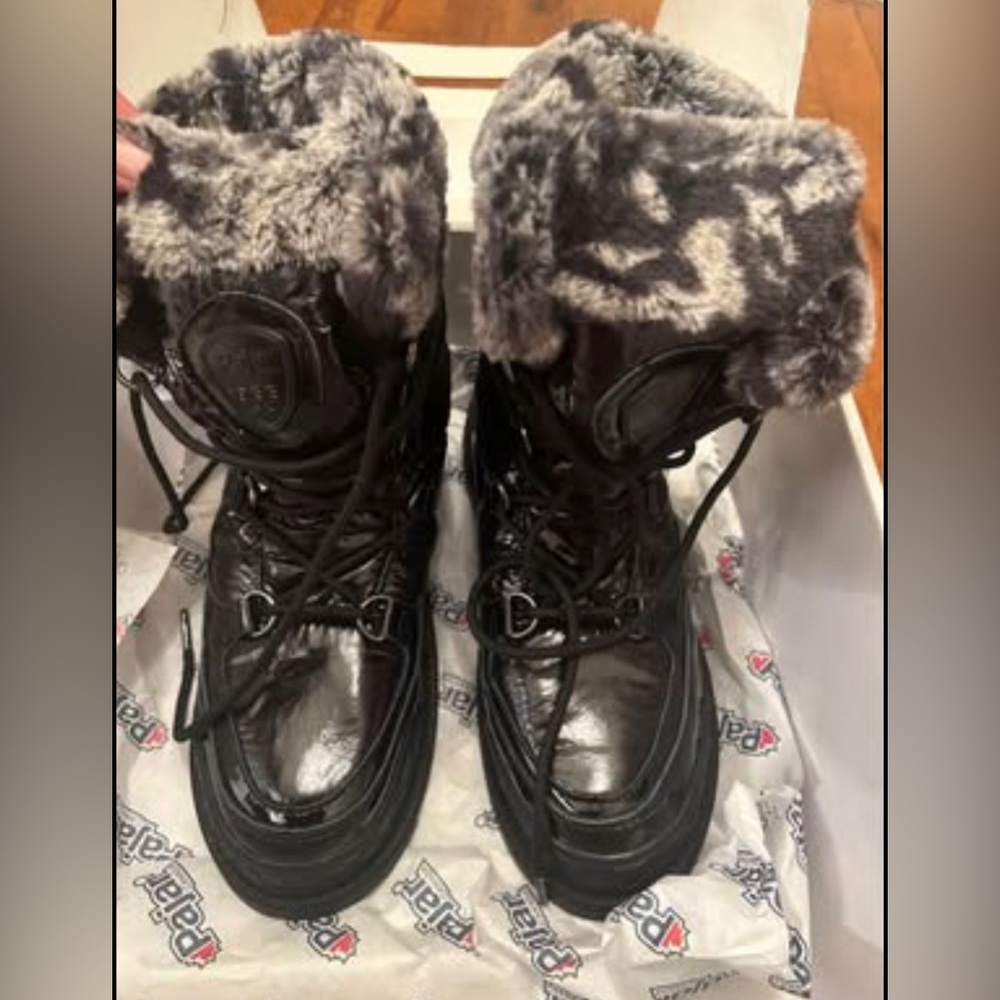 Pajar Black and Gray Fur Winter Boots